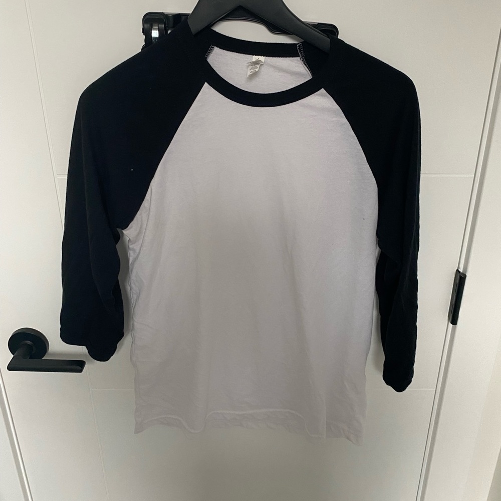 Canvas Mens 3/4 Sleeve Baseball T-Shirt (M) (Black/White)